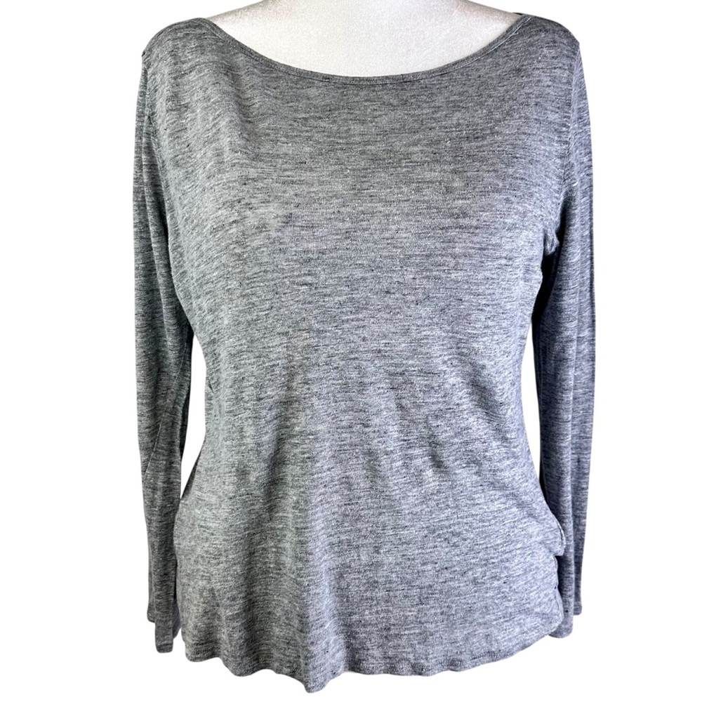 Banana Republic Heather Gray 100% Linen Long Sleeve Top Size XL